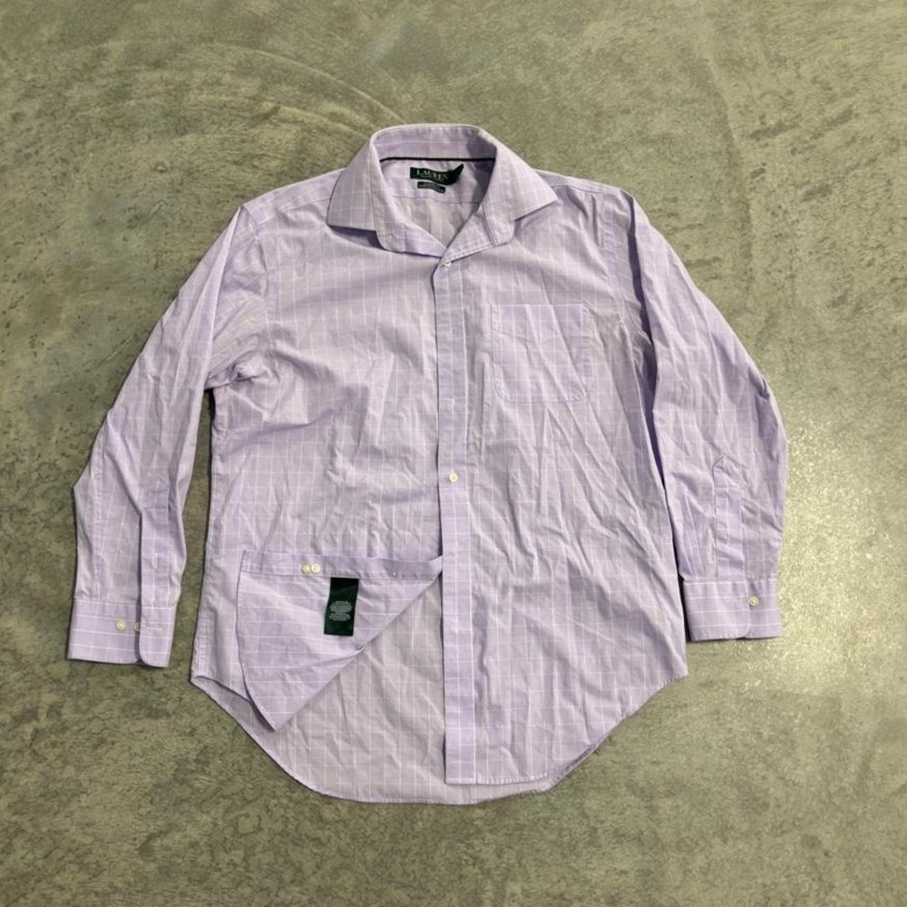 Vintage Lauren Ralph Lauren Purple & White Cotton Button Up Size 16 Women's